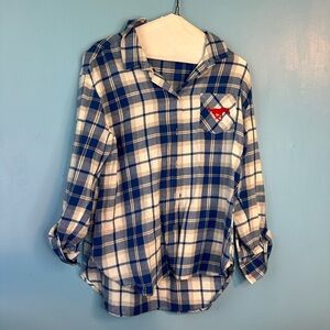 SMU mustang embroidered flannel button down women’s shirt size medium